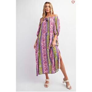 Easel - Printed Gauze Midi Dress - Small